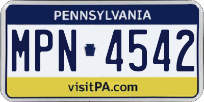 PA license plate MPN4542