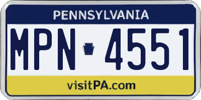 PA license plate MPN4551