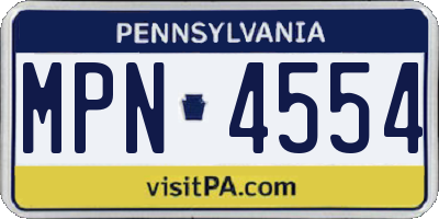 PA license plate MPN4554