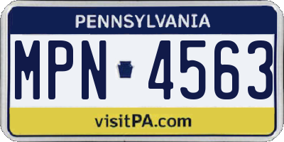PA license plate MPN4563