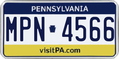 PA license plate MPN4566