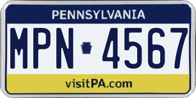 PA license plate MPN4567