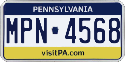 PA license plate MPN4568