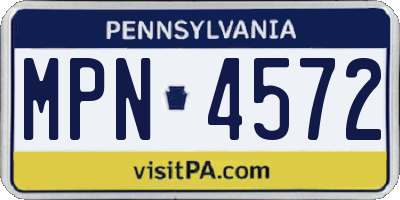 PA license plate MPN4572