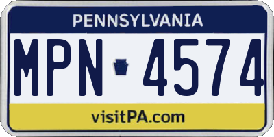 PA license plate MPN4574