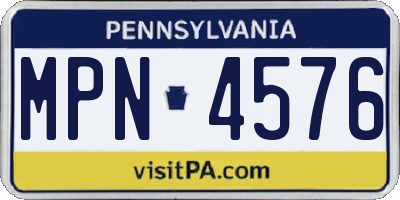 PA license plate MPN4576