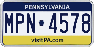 PA license plate MPN4578