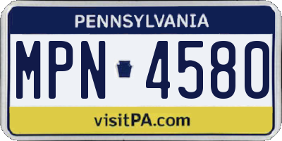 PA license plate MPN4580