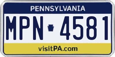 PA license plate MPN4581