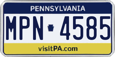 PA license plate MPN4585