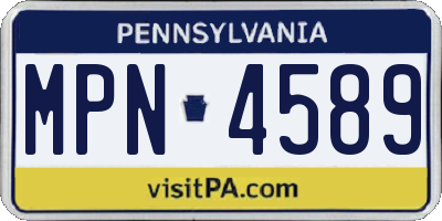 PA license plate MPN4589