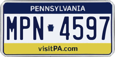 PA license plate MPN4597