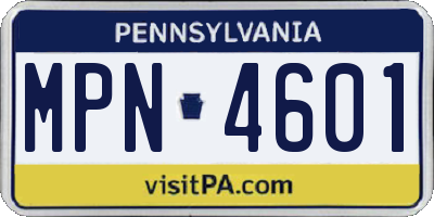 PA license plate MPN4601