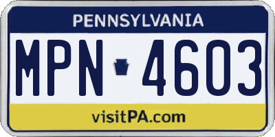 PA license plate MPN4603