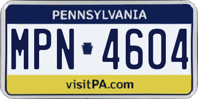 PA license plate MPN4604