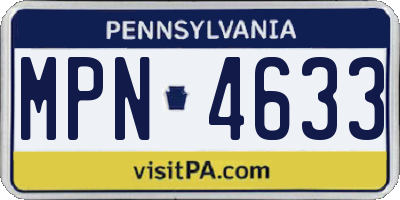 PA license plate MPN4633