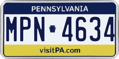PA license plate MPN4634
