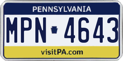 PA license plate MPN4643