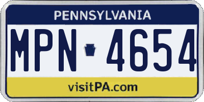PA license plate MPN4654