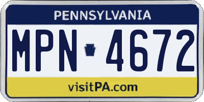 PA license plate MPN4672