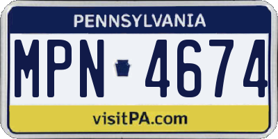 PA license plate MPN4674