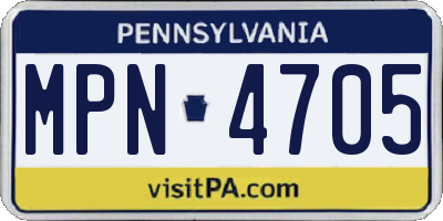 PA license plate MPN4705