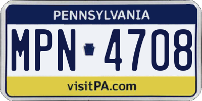 PA license plate MPN4708