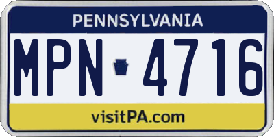 PA license plate MPN4716