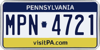 PA license plate MPN4721