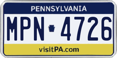 PA license plate MPN4726