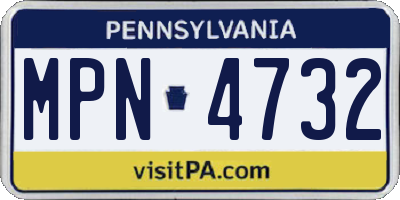 PA license plate MPN4732