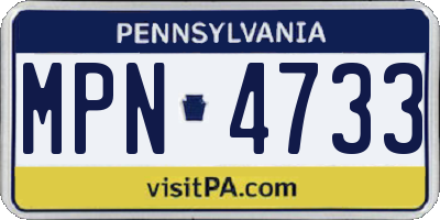PA license plate MPN4733