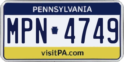 PA license plate MPN4749