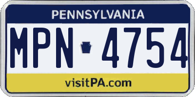 PA license plate MPN4754