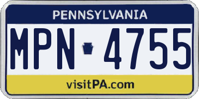 PA license plate MPN4755