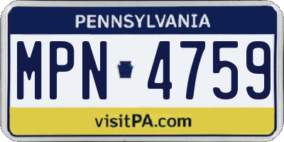 PA license plate MPN4759