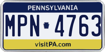 PA license plate MPN4763