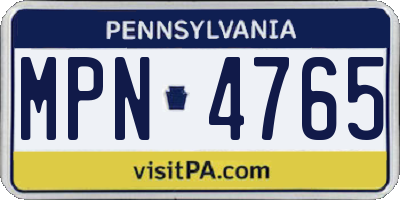 PA license plate MPN4765