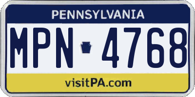 PA license plate MPN4768