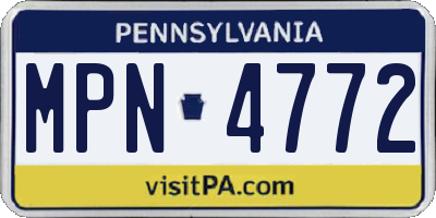 PA license plate MPN4772
