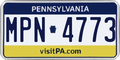 PA license plate MPN4773