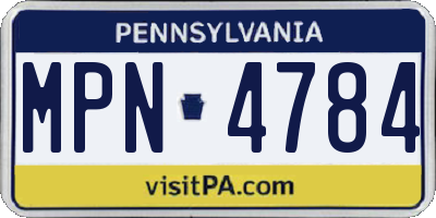 PA license plate MPN4784