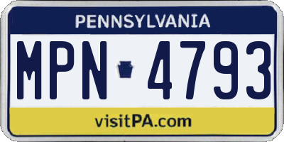 PA license plate MPN4793