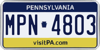 PA license plate MPN4803