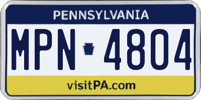 PA license plate MPN4804