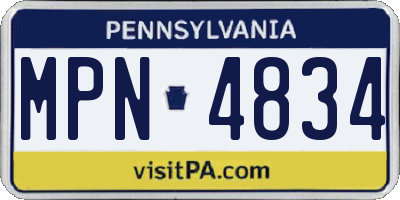 PA license plate MPN4834
