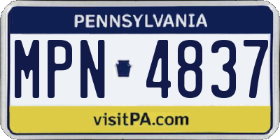 PA license plate MPN4837