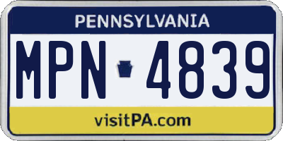 PA license plate MPN4839