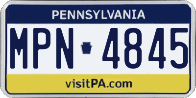 PA license plate MPN4845