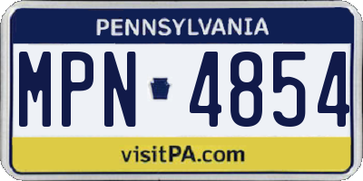 PA license plate MPN4854